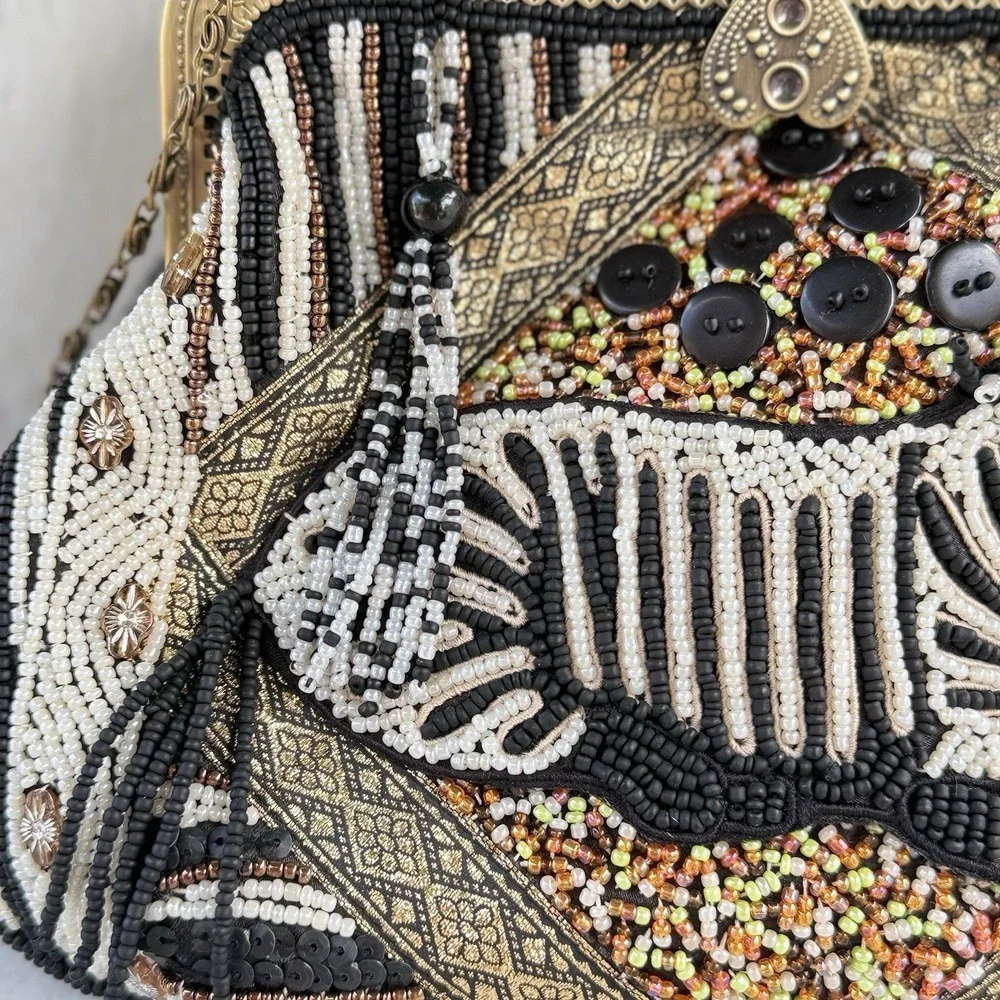 Vtg New Beaded Zebra Handbag Purse Coldwater Creek Mint Condition Never Used 666